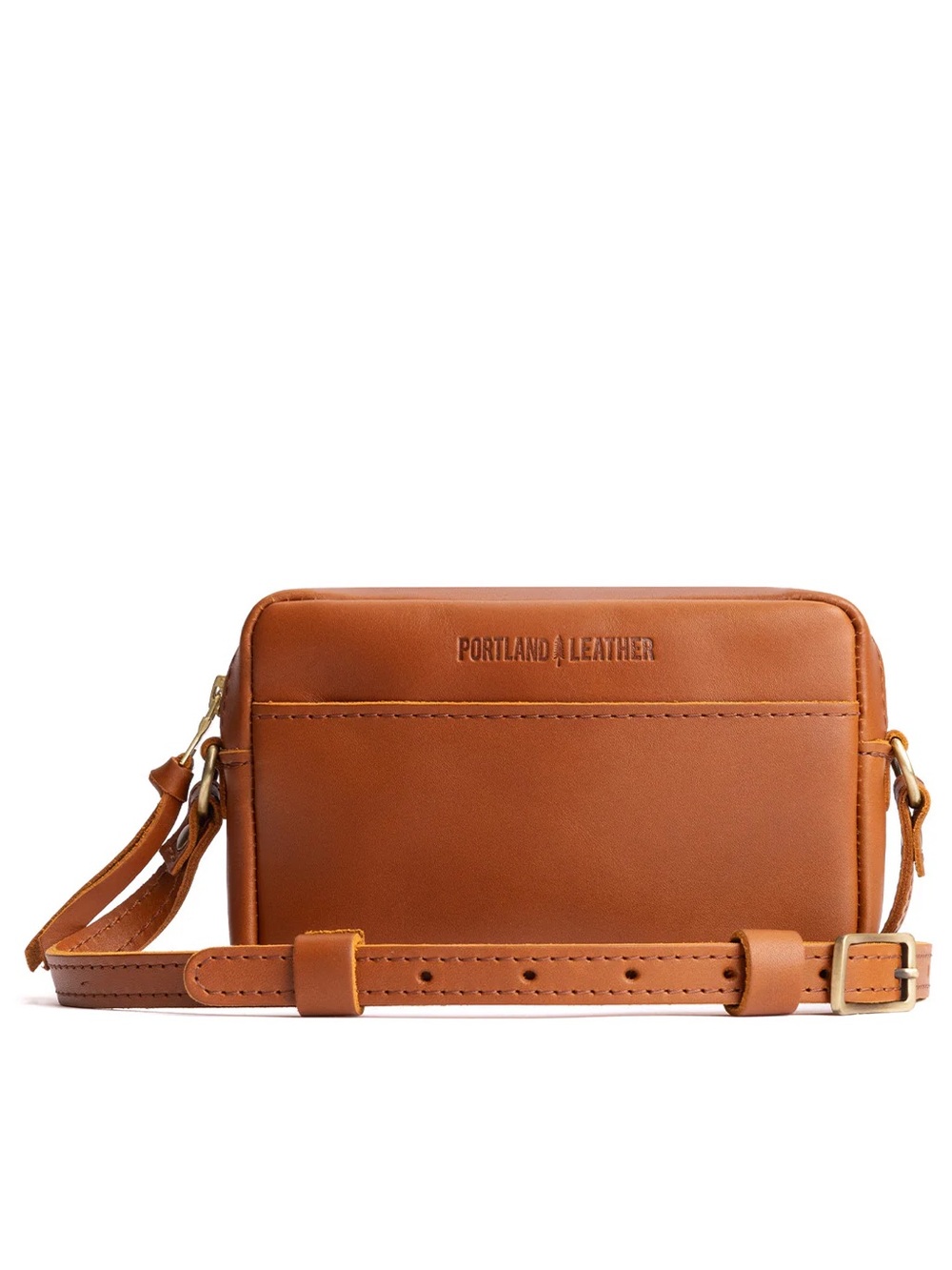 Portland leather Camera bag purse in honey brown leather crossbody